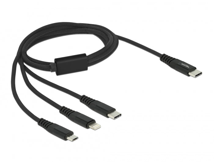 Delock USB Ladekabel 3 in 1 USB Type-C™ zu Lightning™ / Micro USB / USB Type-C™ 1 m