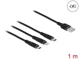 Delock USB Ladekabel 3 in 1 Typ-A zu Lightning™ / Micro USB / USB Type-C™ 1 m schwarz