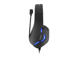 Delock Gaming Headset Over-Ear mit 3,5 mm Klinkenstecker und blauem LED Licht für PC, Notebook und Spielekonsolen