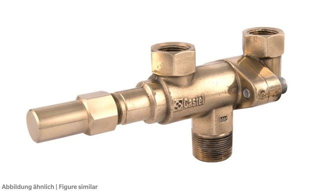 Wechselventil Castel 3032E/64, CO2, kv=9 150bar, Ein 3/4"NPT AG, Aus 1/2"NPT IG