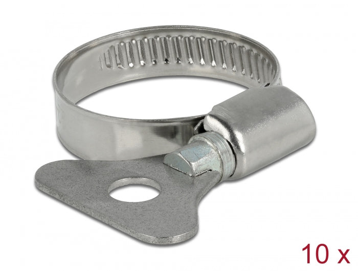Delock Schlauchschelle mit Flügelmutter 22 - 32 mm 10 Stück Metall