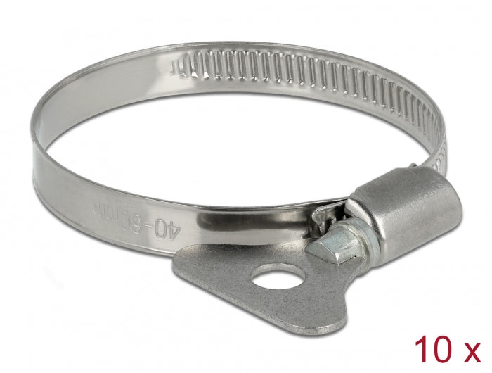 Delock Schlauchschelle mit Flügelmutter 40 - 60 mm 10 Stück Metall