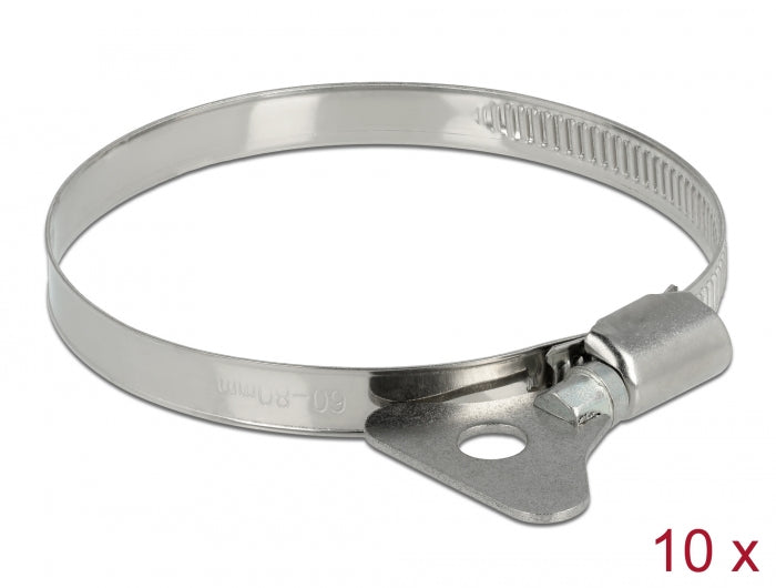 Delock Schlauchschelle mit Flügelmutter 60 - 80 mm 10 Stück Metall