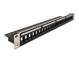 Delock 19″ Keystone Patchpanel 24 Port mit Entlastungsschiene schwarz
