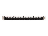 Delock 19″ Keystone Patchpanel 24 Port mit Entlastungsschiene schwarz