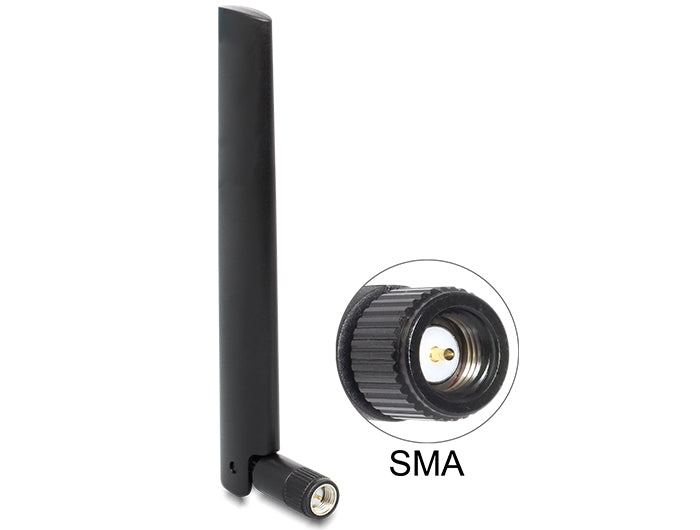 Delock LTE Antenne (50 Stck.) SMA -0,8 - 3,0 dBi omnidirektional mit Kippgelenk schwarz bulk