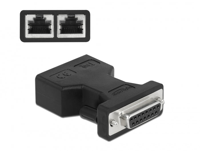 Delock D-Sub 15 Pin Buchse zu 2 x RJ45 Buchse AUI (Attachment Unit Interface) Adapter