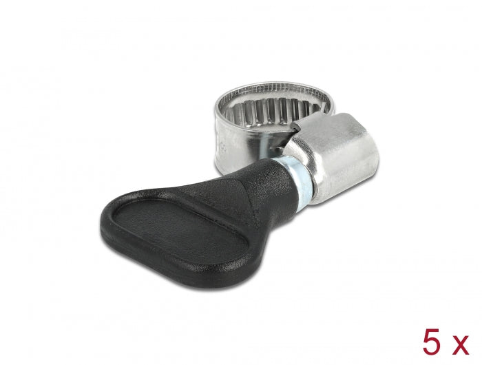 Delock Schlauchschelle Edelstahl 400 SS mit Flügelmutter 8 - 12 mm 5 Stück schwarz