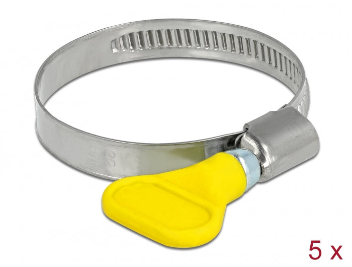 Delock Schlauchschelle Edelstahl 400 SS mit Flügelmutter 32 - 50 mm 5 Stück gelb