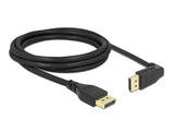 Delock DisplayPort Kabel Stecker gerade zu Stecker 90° oben gewinkelt 8K 60 Hz 2 m ohne Einrastfunktion