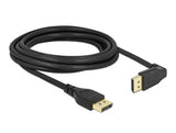 Delock DisplayPort Kabel Stecker gerade zu Stecker 90° oben gewinkelt 8K 60 Hz 3 m ohne Einrastfunktion