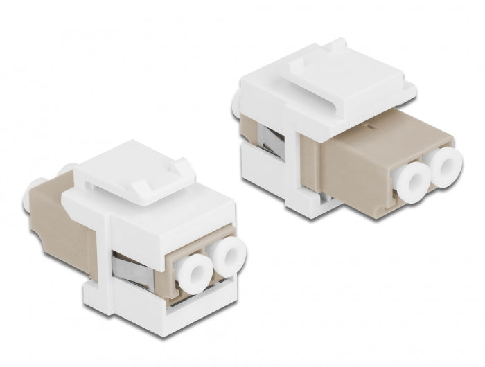 Delock Keystone Modul LC Duplex Buchse zu LC Duplex Buchse beige / weiß