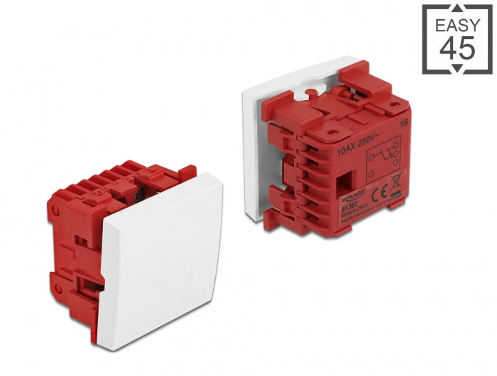 Delock Easy 45 Wippschalter Aus-Wechsel 45 x 45 mm, weiß
