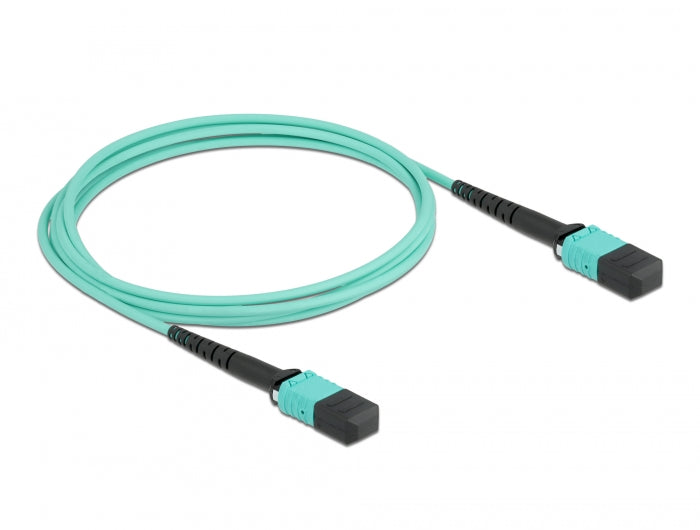 Delock LWL Kabel MPO Buchse zu MPO Buchse 12 Fasern, Polarität A, Multimode OM4, 50/125 µm, 2 m