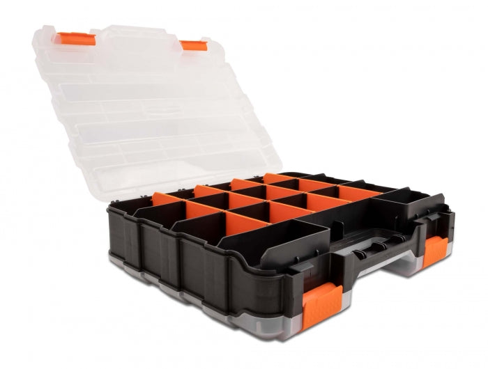 Delock Sortimentsbox mit 34 Fächern 320 x 270 x 80 mm orange / schwarz