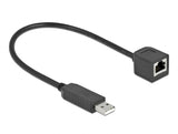 Delock Serielles Anschlusskabel mit FTDI Chipsatz, USB 2.0 Typ-A Stecker zu RS-232 RJ45 Buchse 25 cm schwarz