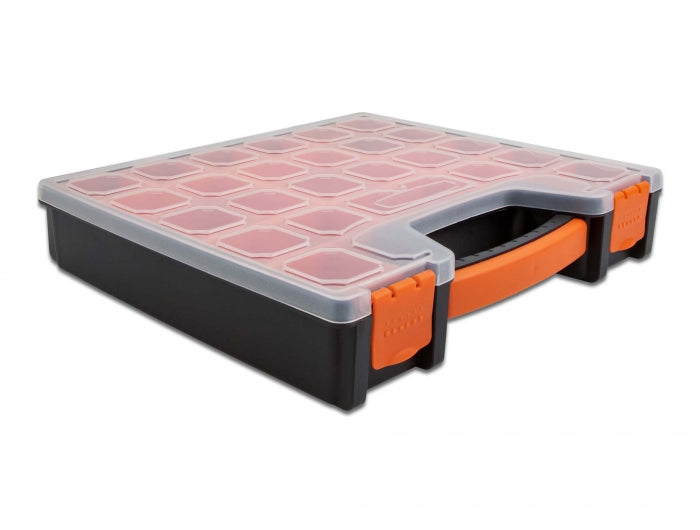 Delock Sortimentsbox mit 14 Fächern 312 x 272 x 60 mm orange / schwarz