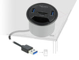 Delock 2 Port Tisch-Hub 2 x SuperSpeed USB Typ-A und Card Reader für SD und Micro SD