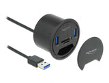 Delock 2 Port Tisch-Hub 2 x SuperSpeed USB Typ-A und Card Reader für SD und Micro SD
