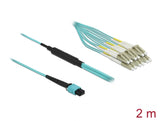 Delock LWL Kabel MPO Buchse zu 6 x LC Duplex Stecker, Multimode OM3, 50/125 µm, 2 m