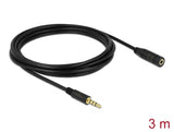 Delock Klinkenverlängerungskabel 3,5 mm 4 Pin Stecker zu Buchse 3 m schwarz