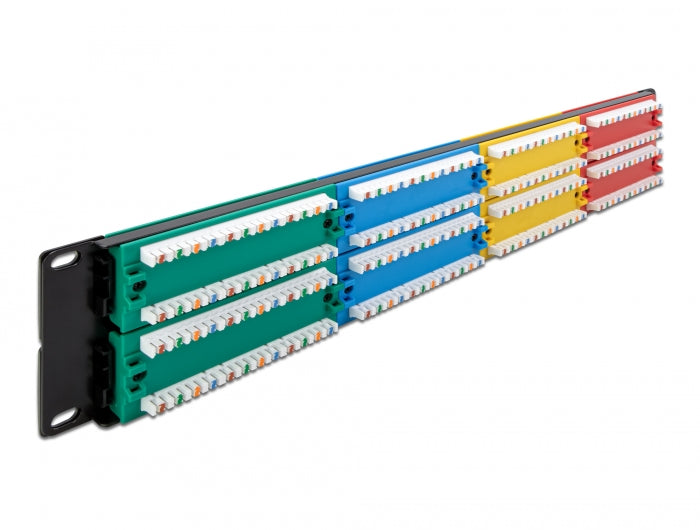 Delock 19″ Patchpanel 48 Port Cat.5e 2 HE farbig