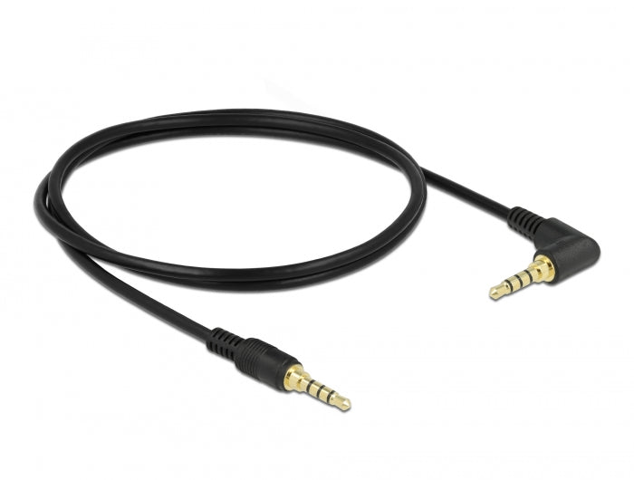 Delock Klinkenkabel 3,5 mm 4 Pin Stecker > Stecker gewinkelt 1 m schwarz