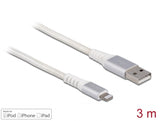 Delock USB Daten- und Ladekabel für iPhone™, iPad™, iPod™ DuPont™ Kevlar® weiß 3 m
