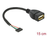 Delock Kabel USB 2.0 Pfostenbuchse 2,00 mm 5 Pin > USB 2.0 Typ-A Buchse 15 cm