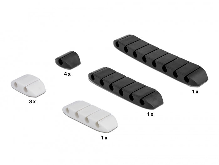 Delock Kabelhalter trapezförmig selbstklebend Kombi Set 10 Stück schwarz / weiß