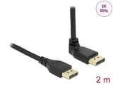 Delock DisplayPort Kabel Stecker gerade zu Stecker 90° oben gewinkelt 8K 60 Hz 2 m ohne Einrastfunktion