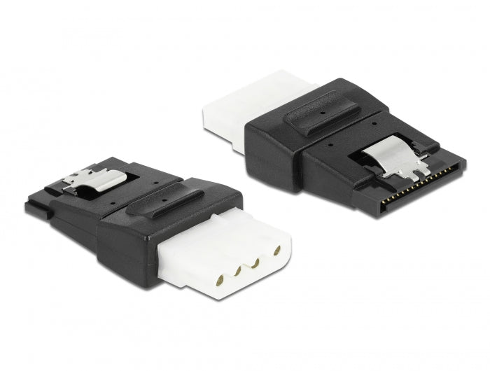 Delock Adapter Power 4 Pin Molex Buchse zu SATA Power 15 Pin Buchse mit Metallclip