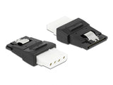 Delock Adapter Power 4 Pin Molex Buchse zu SATA Power 15 Pin Buchse mit Metallclip