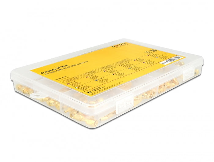 Delock Crimpbox 120-teilig 50 Ohm mit SMA, SMB und RP-SMA Konnektoren