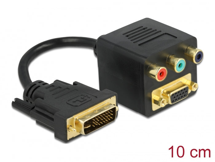 Delock Adapter DVI 24+5 Stecker zu VGA + 3 x Cinchbuchse