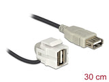 Delock Keystone Modul USB 2.0 A Buchse 110° > USB 2.0 A Buchse mit Kabel weiß