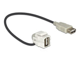 Delock Keystone Modul USB 2.0 A Buchse 110° > USB 2.0 A Buchse mit Kabel weiß