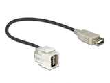 Delock Keystone Modul USB 2.0 A Buchse 250° > USB 2.0 A Buchse mit Kabel weiß