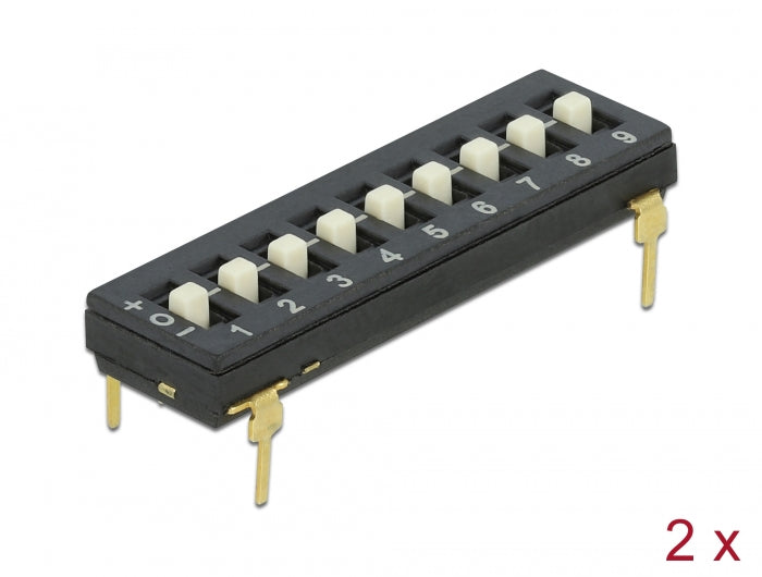 Delock DIP-Schalter Tri-State 9-stellig 2,54 mm Rastermaß THT vertikal schwarz 2 Stück