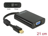 Delock Adapter mini DisplayPort 1.1 Stecker > VGA Buchse + Audio + Power schwarz