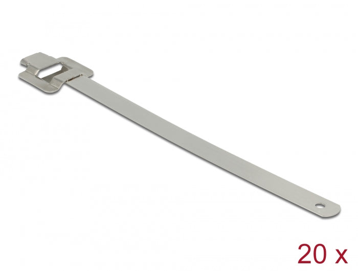 Delock Edelstahlkabelbinder wiederverwendbar mit Faltverschluss L 150 x B 10 mm 20 Stück