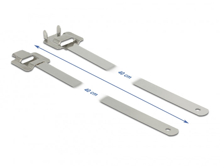 Delock Edelstahlkabelbinder wiederverwendbar mit Faltverschluss L 400 x B 10 mm 10 Stück