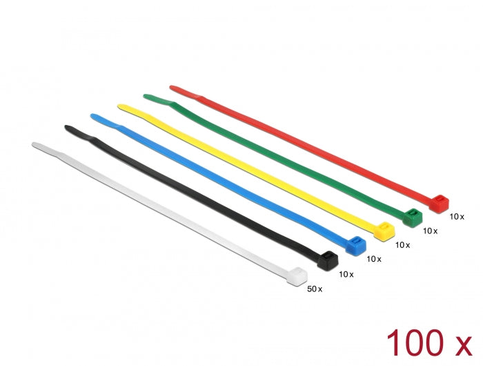 Delock Kabelbinder farbig L 200 x B 3,6 mm 100 Stück
