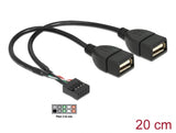 Delock USB Kabel Pin Header Buchse > 2 x USB 2.0 Typ-A Buchse 20 cm