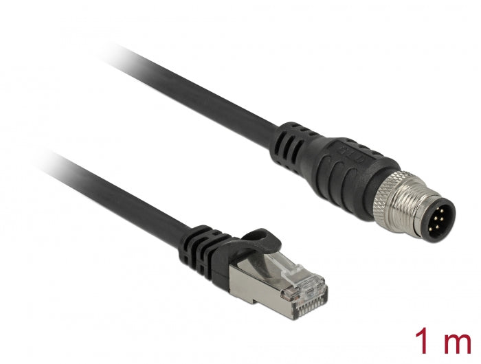 Delock Kabel RJ45 Stecker zu M12 Stecker A-kodiert 8 Pin Cat.5e SFTP 1 m