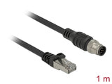 Delock Kabel RJ45 Stecker zu M12 Stecker A-kodiert 8 Pin Cat.5e SFTP 1 m