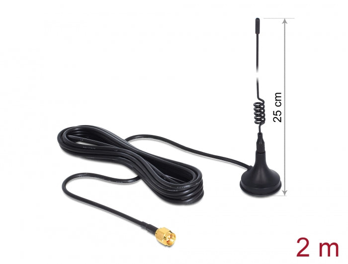 Delock GSM / UMTS Antenne SMA Stecker 3 dBi omnidirektional starr mit magnetischem Standfuß schwarz