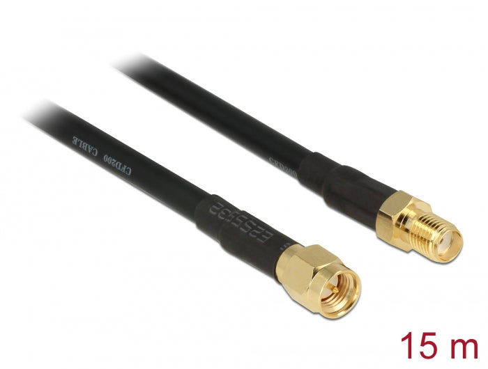 Delock Antennenkabel SMA Stecker > SMA Buchse CFD/RF200 15 m low loss
