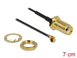 Delock Antennenkabel SMA Buchse zum Einbau zu I-PEX Inc., MHF® I Stecker 1.13 7 cm Gewindelänge 10 mm