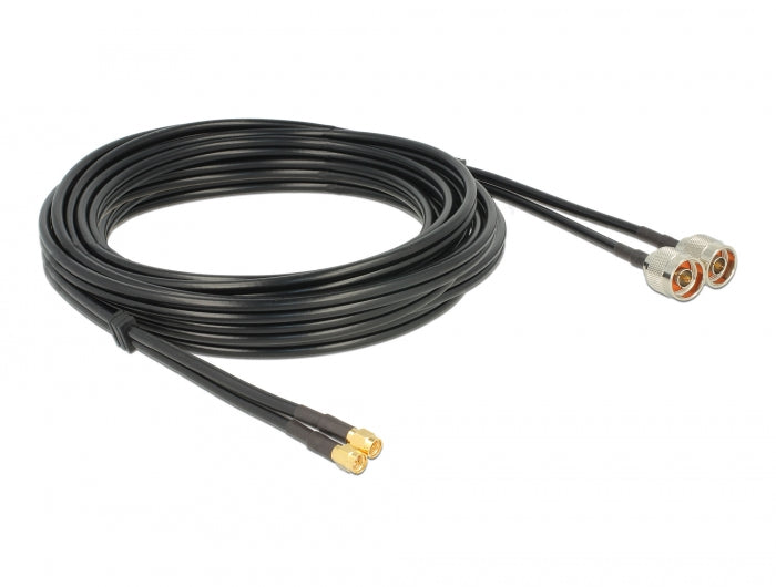 Delock Antennenkabel N Stecker > SMA Stecker Twinkabel RG-58 C/U 10 m